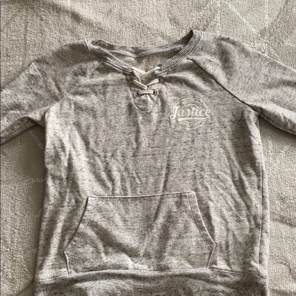 Gray Justice lace up Sweatshirt